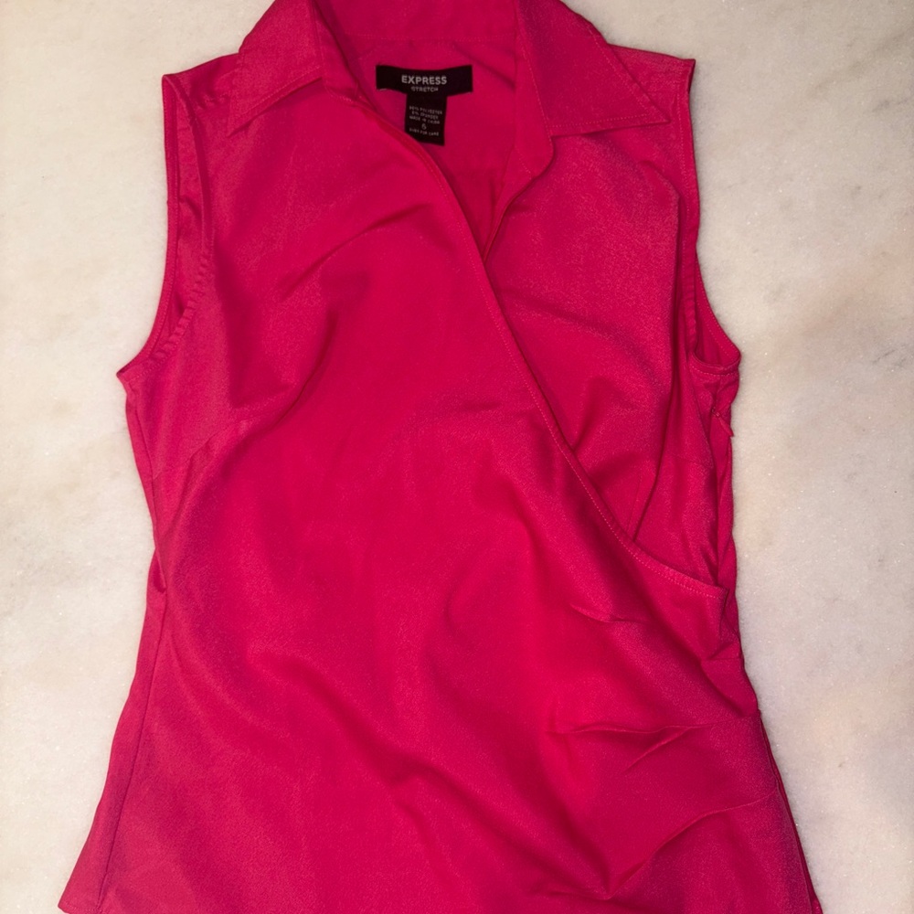 Express Women's Vibrant Pink Wrap Blouse